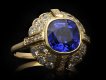 Ceylon sapphire and diamond cluster ring, 1940. Hatton garden