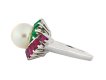 Mauboussin pearl, ruby and emerald cluster ring hatton garden