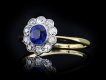 Sapphire and Diamond Coronet Cluster Ring hatton garden
