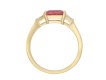 Padparadscha sapphire diamond flanked solitaire ring hatton Garden