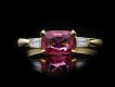 Padparadscha sapphire diamond flanked solitaire ring hatton Garden