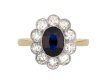 Edwardian sapphire and diamond coronet cluster ring Hatton garden