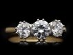 Diamond three stone ring, circa 1940. Hatton Garden