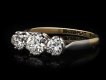 Diamond three stone ring, circa 1950. Hatton Garden