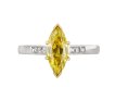 Fancy deep yellow marquise diamond ring Hatton Garden