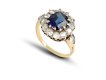 Sapphire and diamond coronet cluster ring, circa 1900.