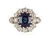 Sapphire and diamond coronet cluster ring, circa 1900.