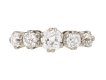 Edwardian diamond five stone ring, English, circa 1910. Hatton Garden