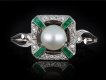 Natural pearl, emerald and diamond ring, circa 1915 hatton garden