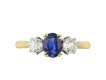 Ceylon sapphire and diamond three stone ring hatton garden