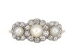 Natural saltwater pearl and diamond cluster ring hatton garden