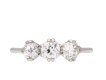 Old cut diamond three stone ring, circa 1920. Hatton Garden