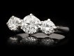Old cut diamond three stone ring, circa 1920.Hatton Garden