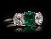 Colombian emerald and diamond three stone ring, circa 1920. Hatton Garden