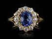 Ceylon sapphire diamond coronet cluster ring hatton garden