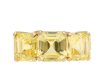 Yellow Ceylon sapphire three stone ring, circa 1950. Hatton Garden