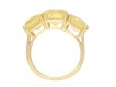 Yellow Ceylon sapphire three stone ring, circa 1950. Hatton Garden