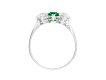 colombian emerald and diamond three stone ring.  hatton garden