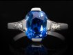 ceylon sapphire and diamond flanked solitaire ring. hatton garden