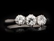 Old cut diamond three stone ring, circa 1910. Hatton Garden