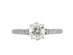Cushion old mine diamond flanked solitaire ring hatton garden