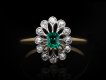 edwardian emerald and diamond coronet cluster ring. hatton garden