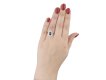 Padparadscha sapphire diamond flanked solitaire ring hatton Garden