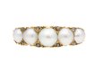 victorian pearl five stone carved ring, circa 1890. hatton garden