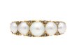 victorian pearl five stone carved ring, circa 1890. hatton garden