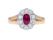 Edwardian ruby and diamond coronet cluster ring. hatton garden.