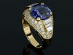 Bulgari Ceylon sapphire and diamond 'Trombino' ring, circa 1980