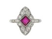 Art Deco ruby and diamond marquise cluster ring