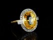 Yellow Ceylon Sapphire and Diamond Cluster Ring, hatton garden.