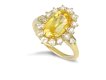 Yellow Ceylon sapphire and diamond coronet cluster ring, circa 1900.