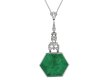 Carved emerald and diamond pendant, circa 1925. 