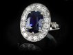 Sapphire and diamond coronet cluster ring, French, circa 1950.