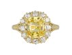 Yellow Ceylon sapphire and diamond coronet cluster ring, circa 1900
