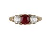 Victorian ruby and diamond carved ring, circa 1890.