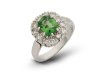 Green sapphire and diamond coronet cluster ring, French, circa 1960
