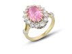 Padparadscha and diamond coronet cluster ring, circa 1910.