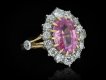 Padparadscha and diamond coronet cluster ring, circa 1910.