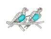 Turquoise and Diamond Bird Brooch, Circa 1950