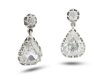 Drop shape diamond earrings, circa 1900. 