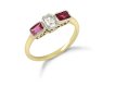 Diamond and ruby three stone ring, circa 1940.