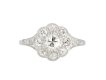 Diamond coronet cluster ring, English, circa 1940s. 