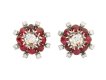 Burmese ruby and diamond cluster earrings, circa 1950.