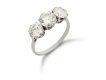 Diamond three stone ring, circa 1920. 