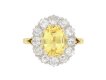 Yellow Ceylon sapphire and diamond coronet cluster ring, circa 1910.