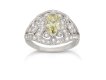 Yellow diamond cluster ring, French, circa 1925.