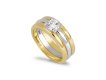 Contemporary solitaire diamond ring in 18ct yellow gold.